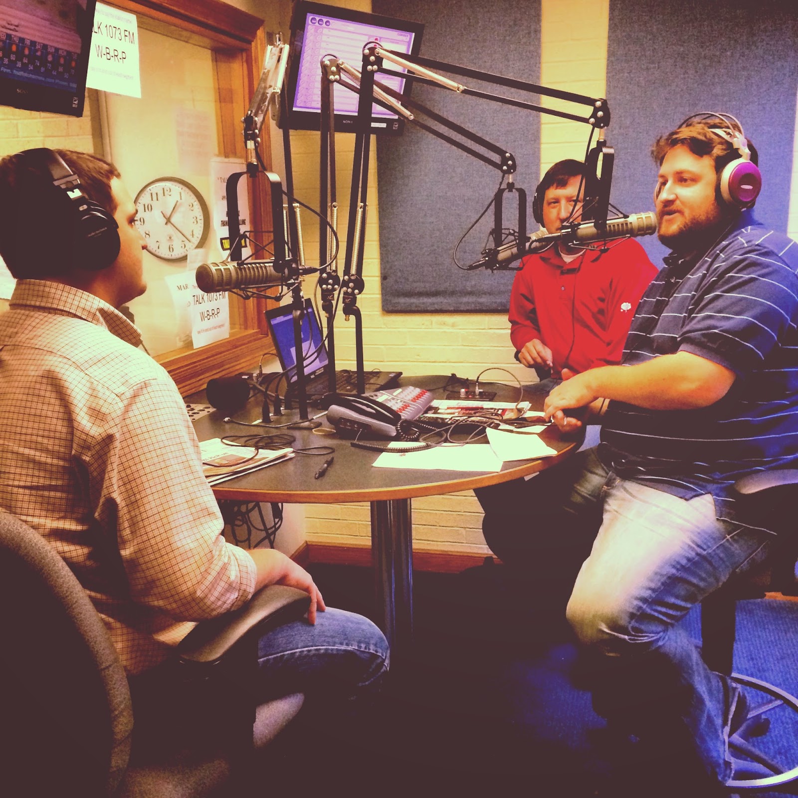 Barrett Miller, Robbie Trahan, and Jay Ducote in Studio at Talk 107.3 FM in Baton Rouge