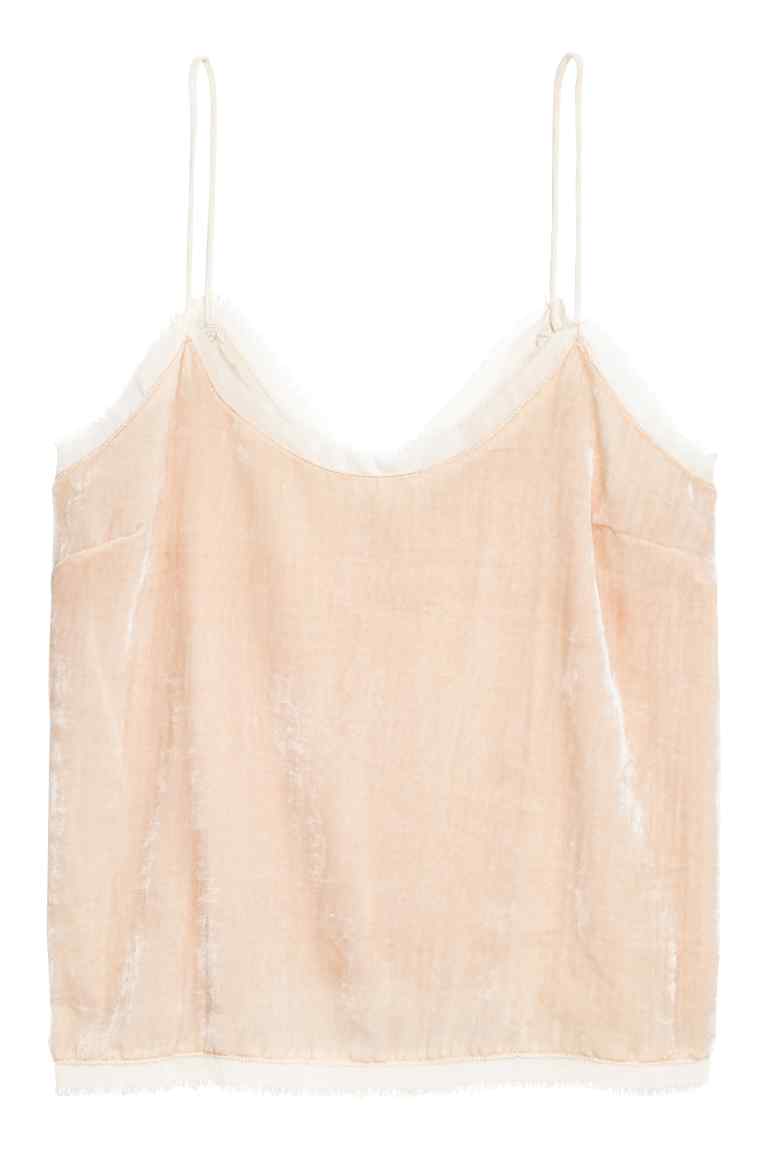 H&M aksamitny różowy top na ramiączkach H&M aksamitny różowy top na ramiączkach