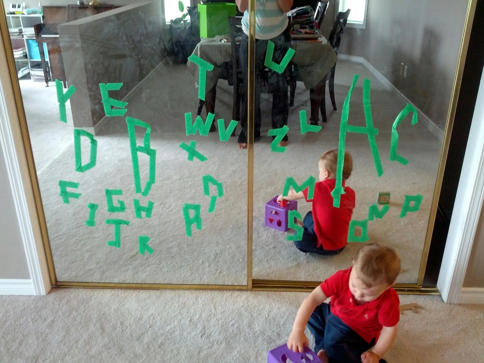 Tape letters on mirrorw
