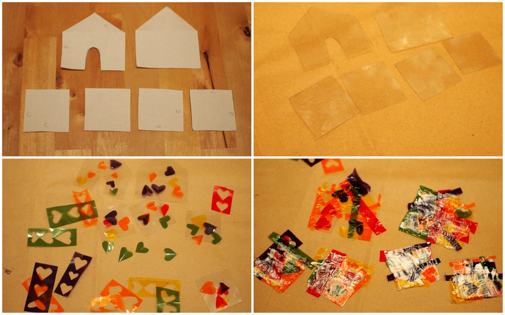 Make a stained glass house using cellophane Pink Stripey Socks