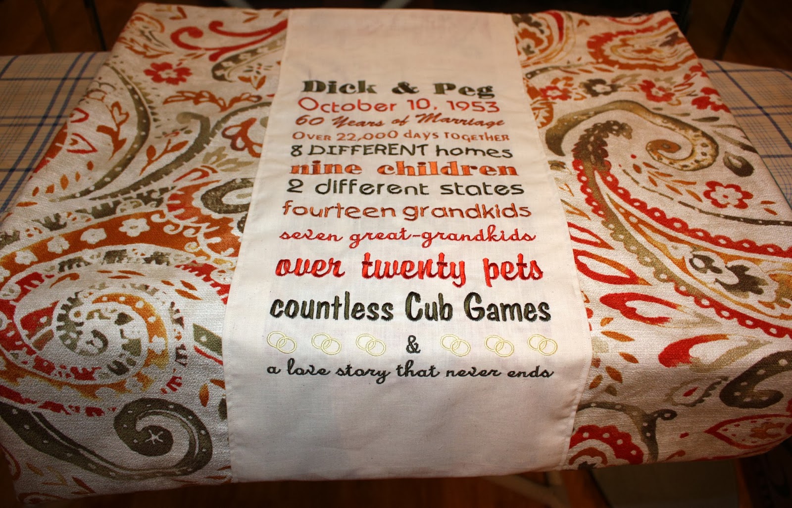 RaeLe's Room Embroidered Anniversary Pillow