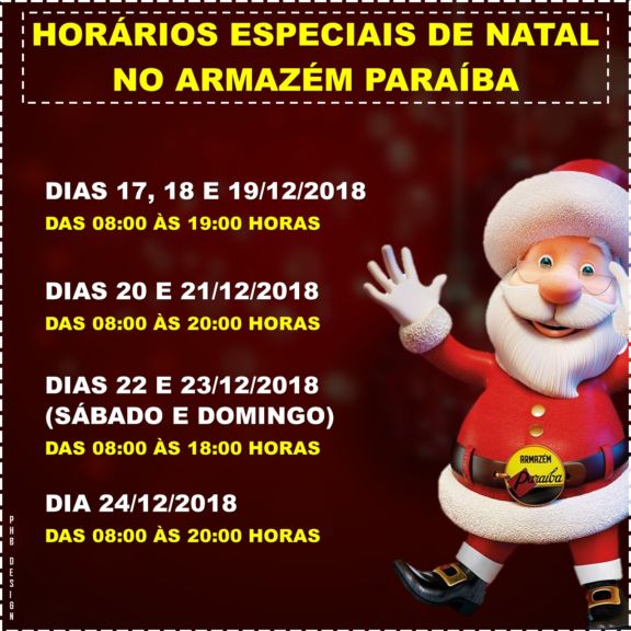 Jornal da Parnaíba: Paraíba tem horário especial de funcionamento esta  semana que antecede o Natal
