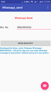 WhatsApp send android app developed by Ketan Joshi