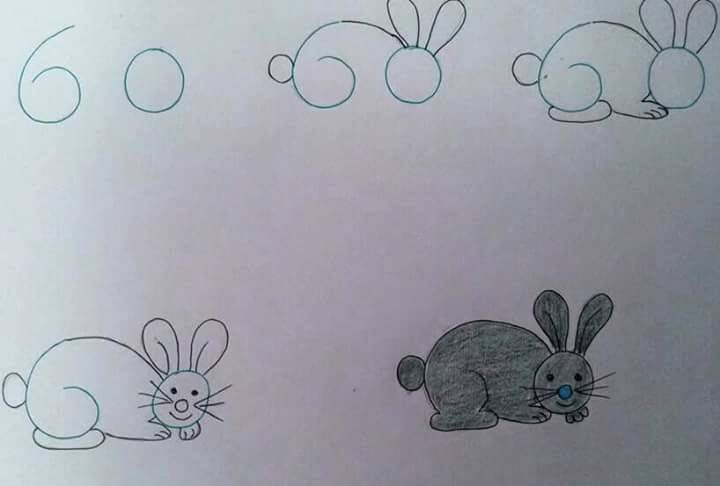  Belajar menggambar kelinci dari angka 60 untuk anak anak 