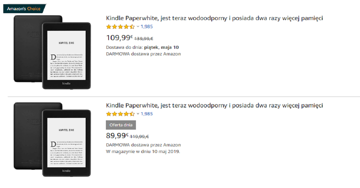 Kindle Paperwhite 4 przeceniony o 30 EUR z okazji Dnia Matki