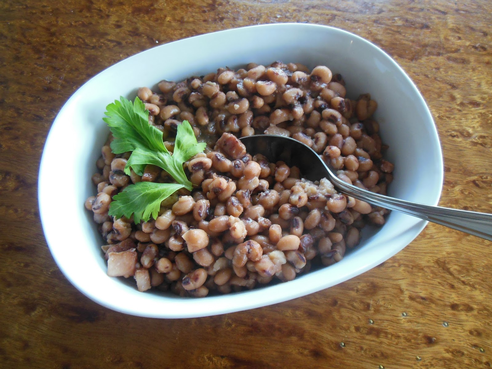 Savory Black Eyed Peas with red wine vinegar and bacon Our Sunday