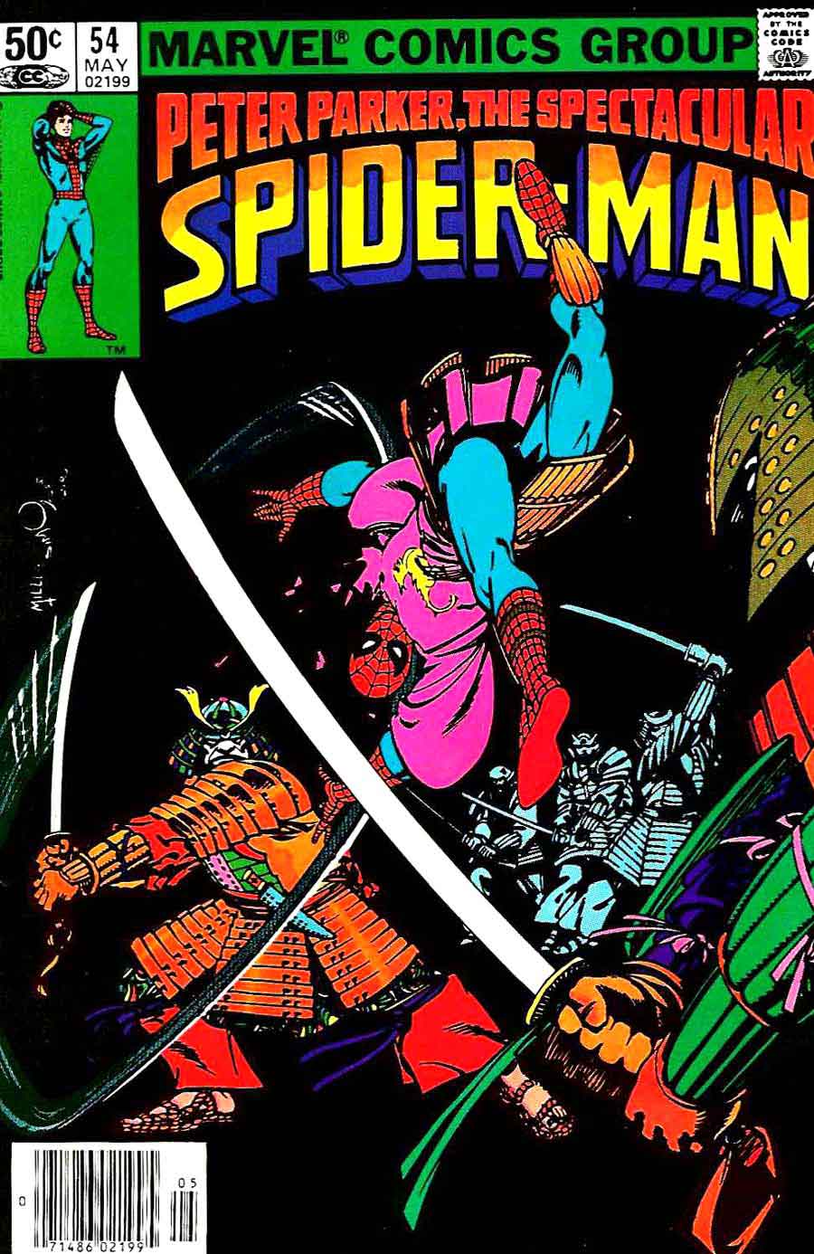 Spectacular Spider-man v2 #54 marvel 1980s comic book cover art by Frank Miller