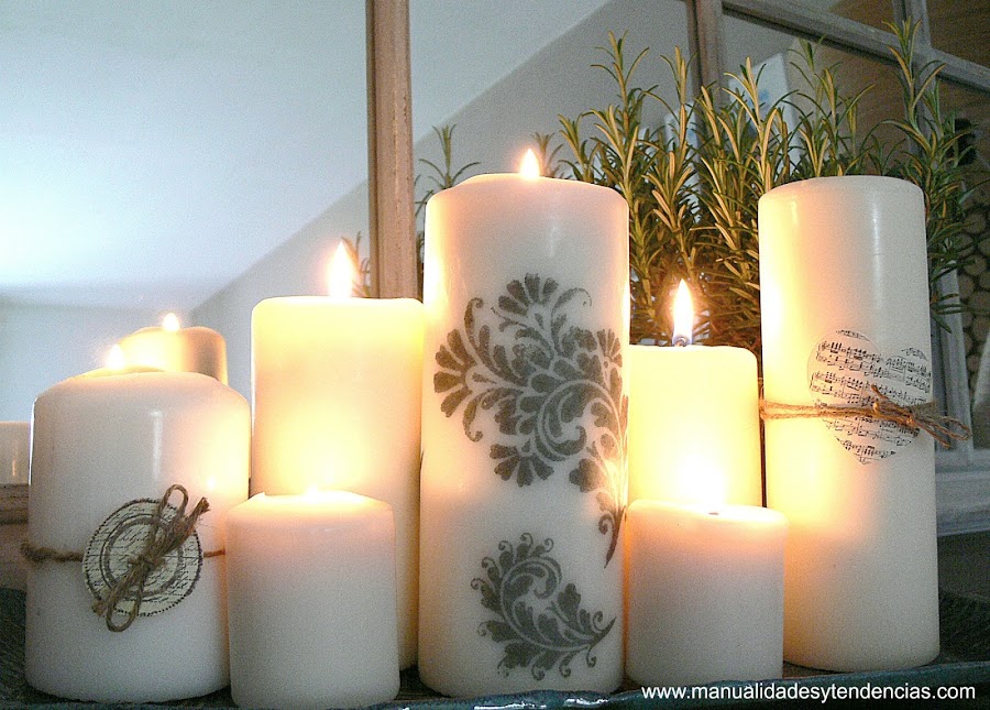velas decoradas con sellos