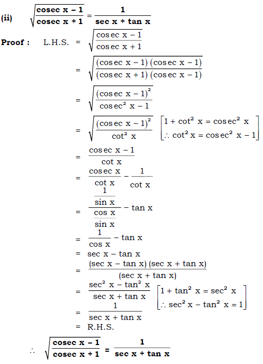 OMTEX CLASSES (ii) √((cosec x1)/(cosec x+1))=1/(sec x+tan x)