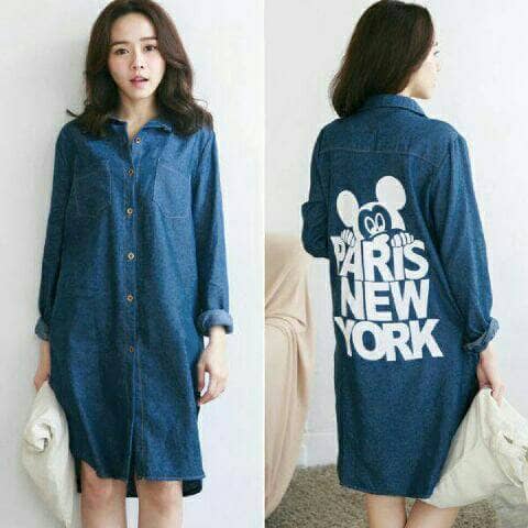 tunik denim mickey new york 60rb kemeja wanita bahan katun denim allsz fit xl ready tunik denim mickey new york 60rb kemeja wanita bahan katun denim allsz fit xl ready