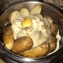 pressure cooker chicken pepper lemon potatoes whole pot instant under foil prepare baking sheet