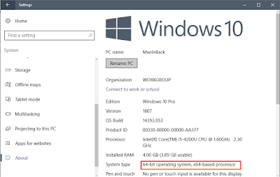 Cara Upgrade Windows 10 32 bit ke 64 bit Cek 64 bit versi