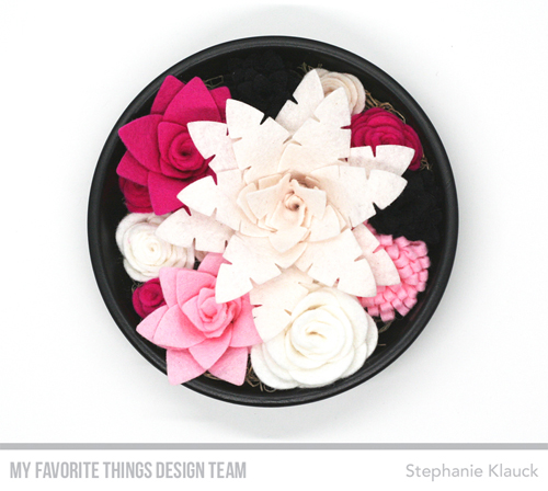 Handmade felt flower garden from Stephanie Klauck featuring products from My Favorite Things #mftstamps