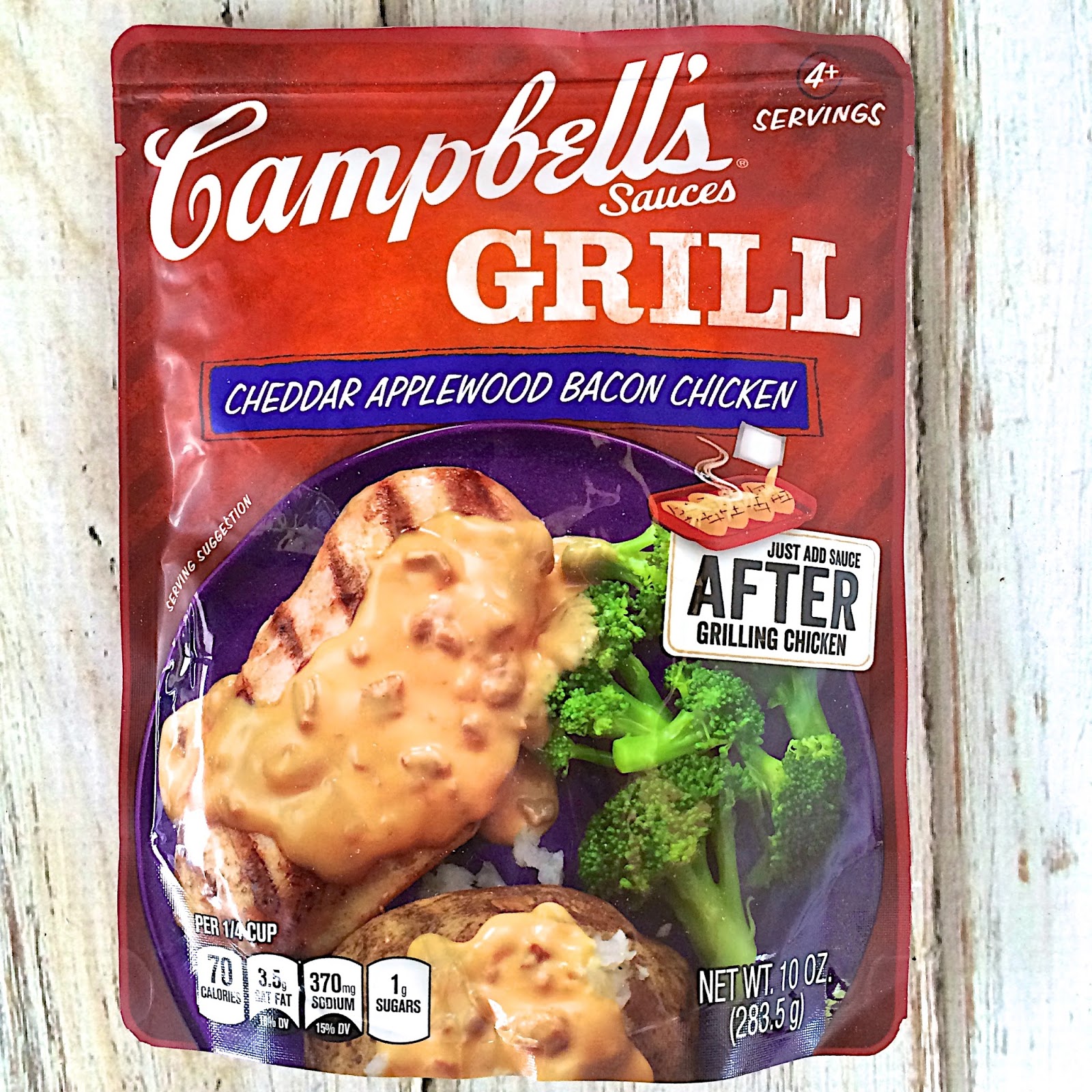 Campbell's Grill Sauces - Just 3 simple steps - season, grill and pour the sauce over the chicken. I don't know about you, but this is definitely my kind of easy weeknight meal! Start to finish in about 15 minutes with no prep-work.