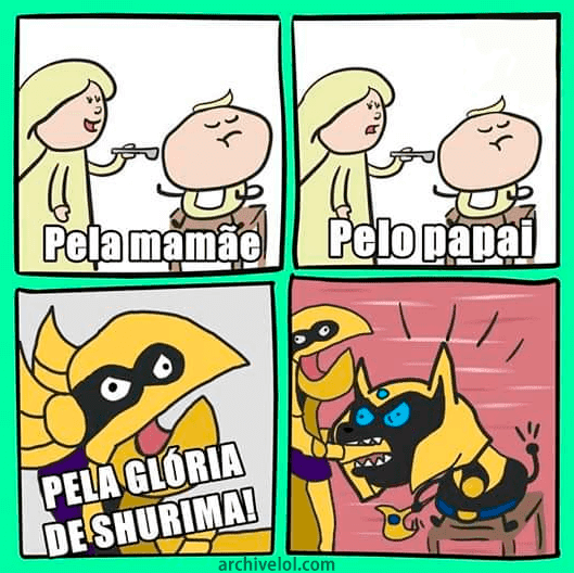 Motivação do Nasus Tirinha League of Legends, Azir e Nasus bebe. Pela gloria de shurima