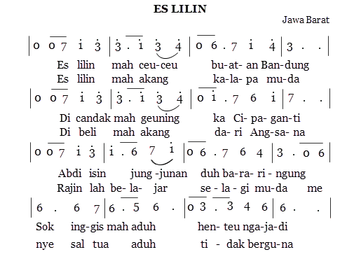 Lirik Lagu Es Lilin Dan Not Angkanya Koleksi Not Angka