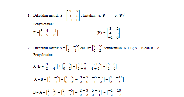 Contoh Soal Matriks Dan Penyelesaiannya Dunia Belajar