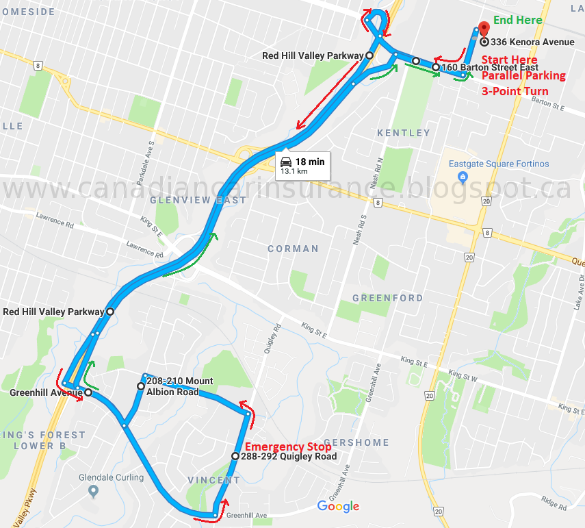 Hamilton G Road Test Route Maps Route 2