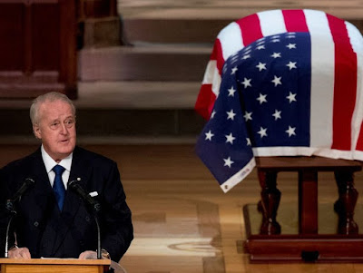Brian Mulroney takes a subtle swipe at Trump during Bush's funeral
