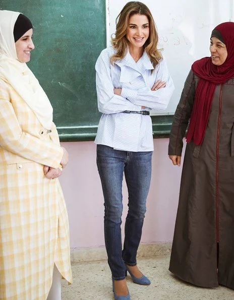 Queen Rania of Jordan visited the Northern Rabahiya Coeducational Secondary School in Amman