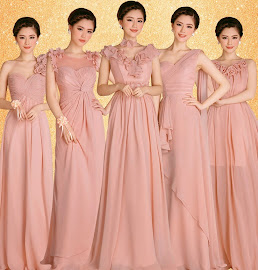 Fabulous Five-Design Pink Bridesmaids Maxi Dress