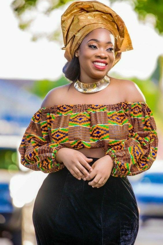 ankara off shoulder crop top
