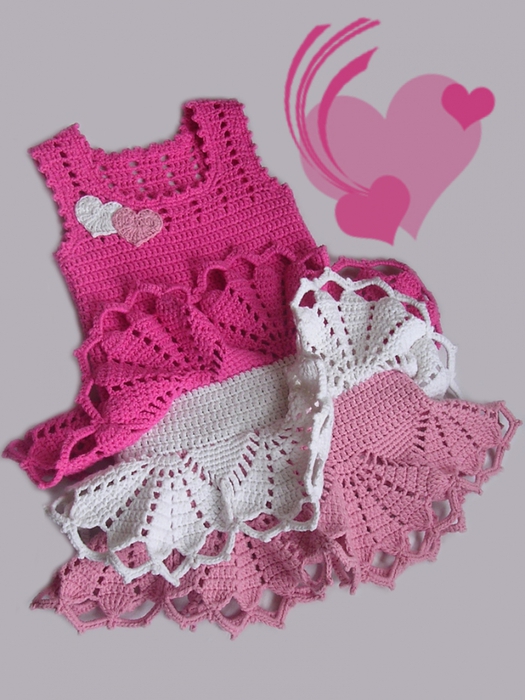Ergahandmade Crochet Valentine Dress for little Girls + Diagram + Free