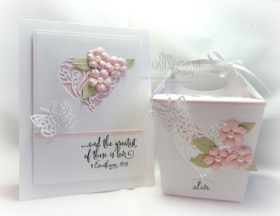 Our Daily Bread Designs Stamp Sets: To My Favorite, Let Love Grow, Custom Dies: Bitty Butterflies, Bitty Blossoms, Bitty Borders, Heavenly Hearts, Mini Label, Glorious Gable Box
