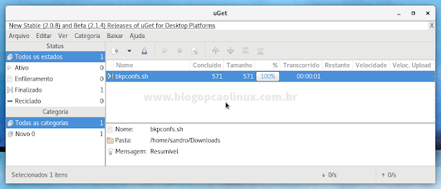 uGet Download Manager executando no Fedora 26 Workstation