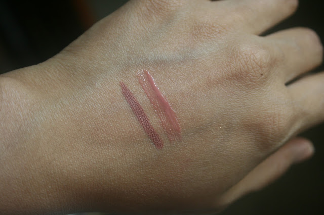Laura Mercier Lip Pencil in Chestnut and Lip Glace in Blush Swatch