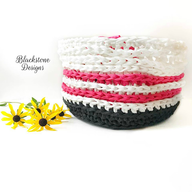 Zpagetti (t shirt) yarn basket Puffy pattern Crochet pattern by