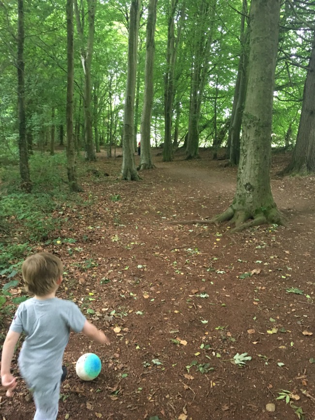 Fforest-Fawr-Sculpture-Trail-Revisited-boy-in-wood-with-ball