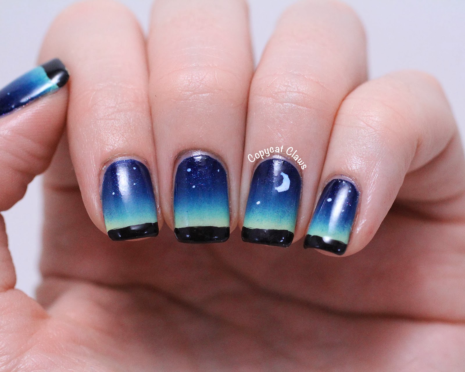 Short Nail Design with Starry Sky - wide 6