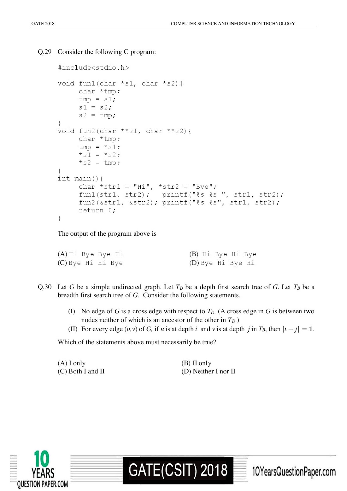 GATE 2018 CS Question Paper GATE 2018 Question Paper for CS Page-12
