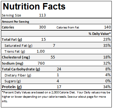Wendy's single burger nutrition facts