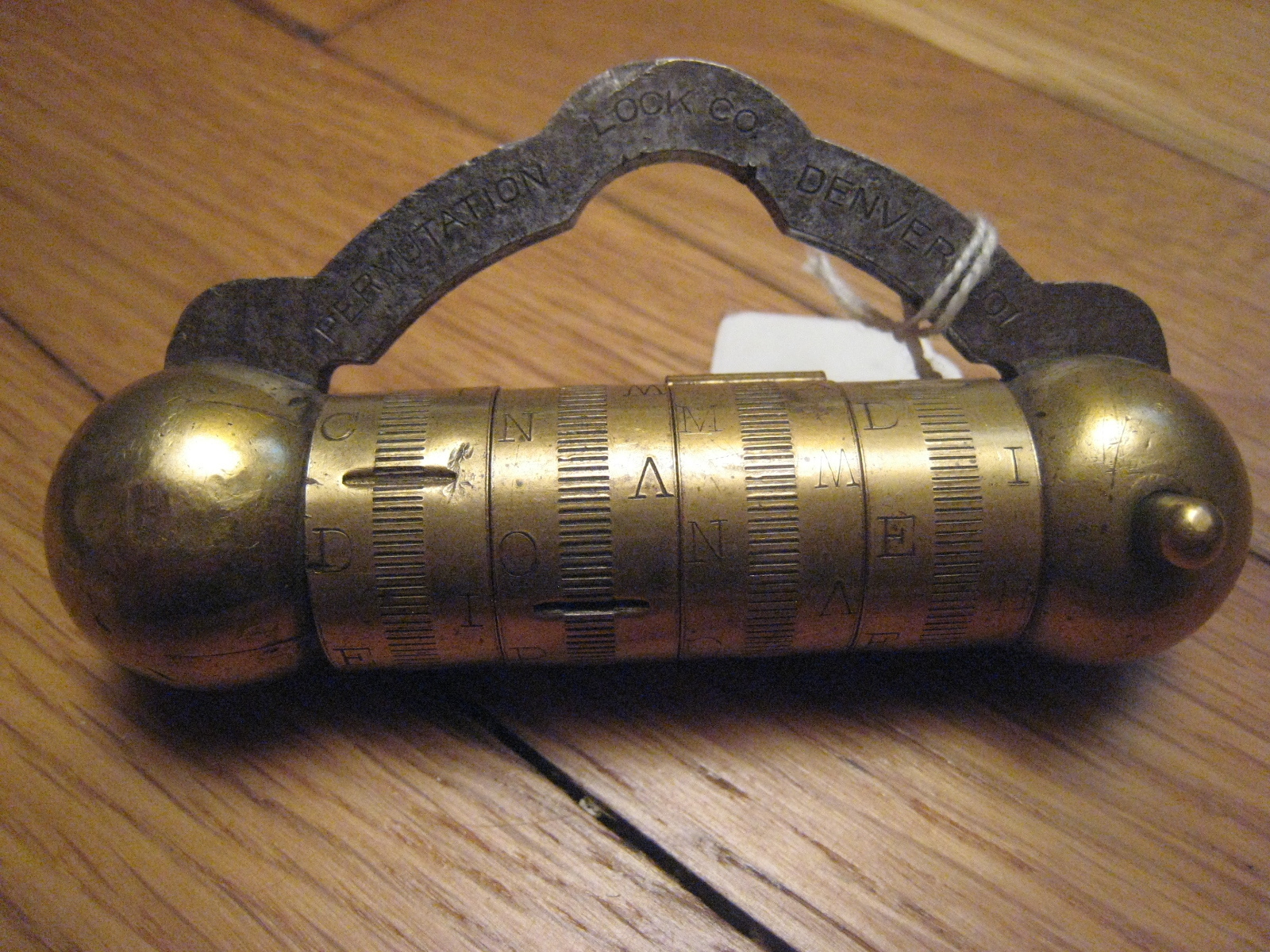 RestraintsBlog PERMUTATION LOCK CO. BRASS 4 WHEELS COMBINATION PADLOCK