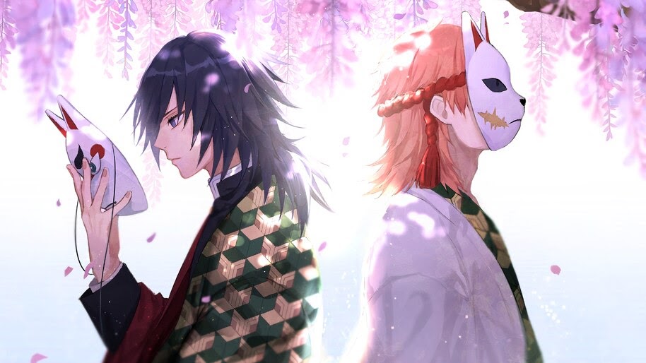 Giyu and Sabito, Mask, Kimetsu no Yaiba, 4K, #7.207