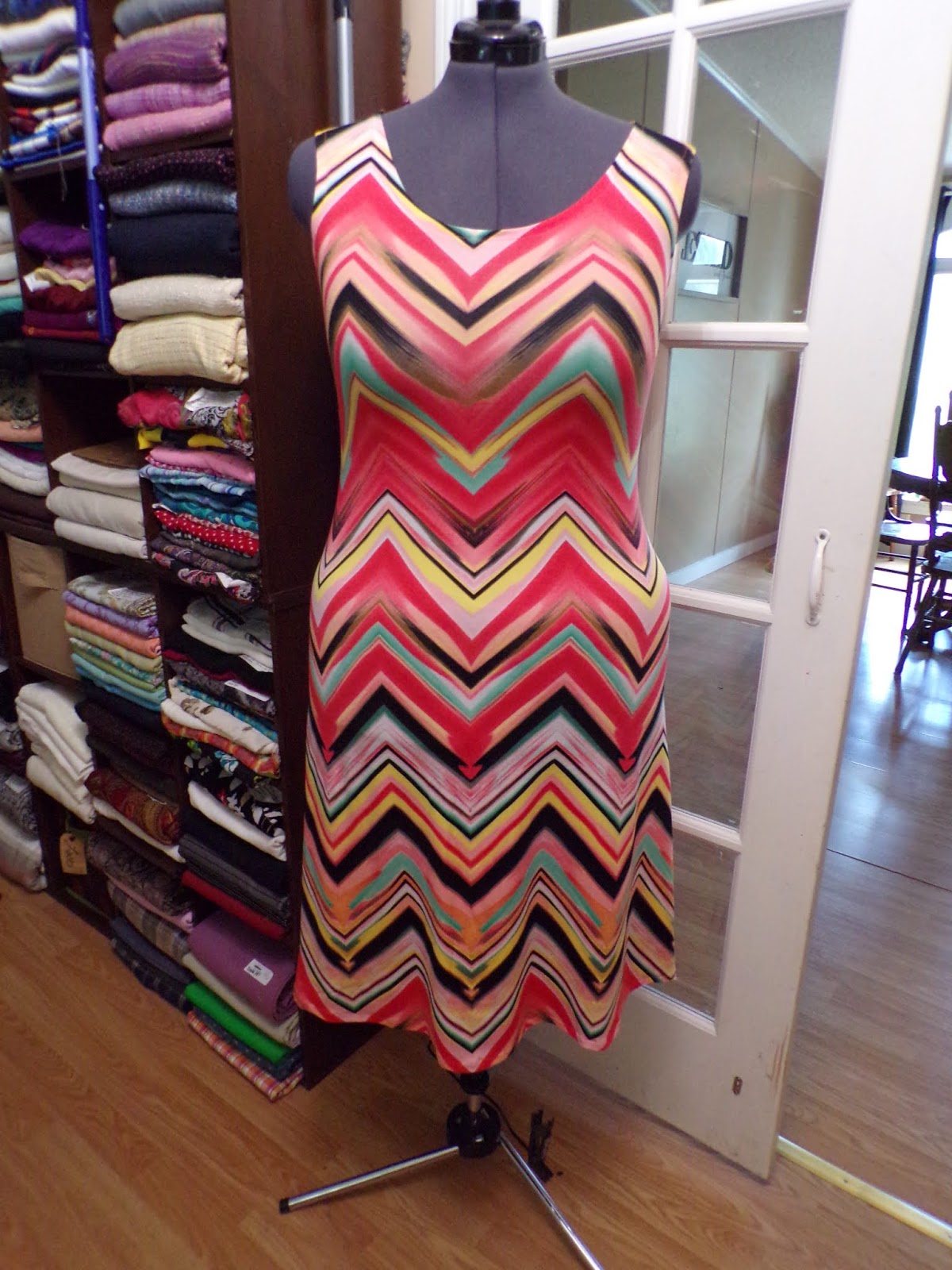 Sew Plus Chevron Print ITY Knit Dress