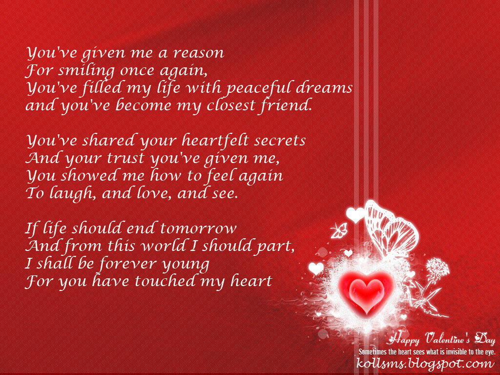 Poetry Wallpapers SMS Poems Ghazals: Valentine Wallpaper.