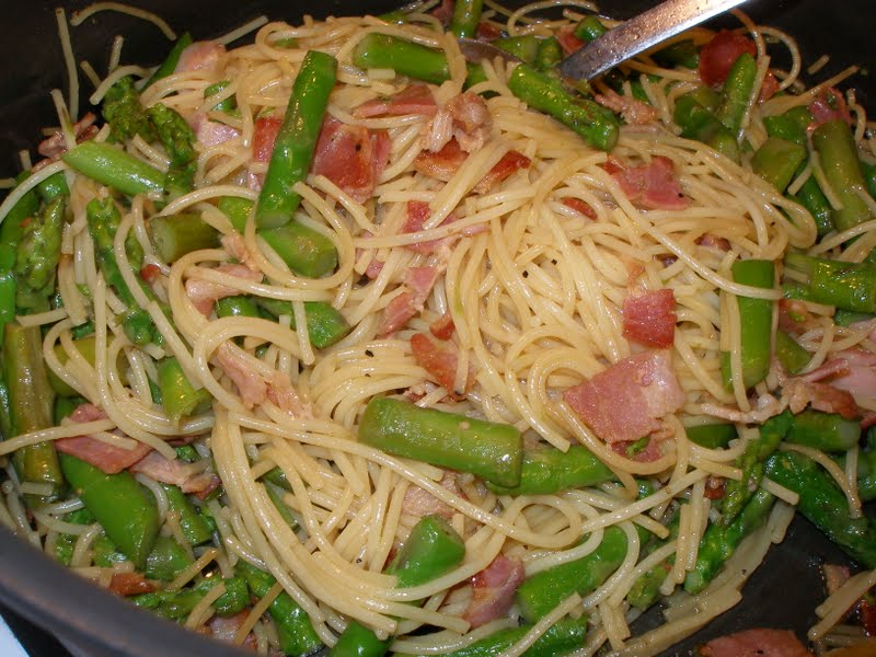 spaghetti with asparagus and prosciutto