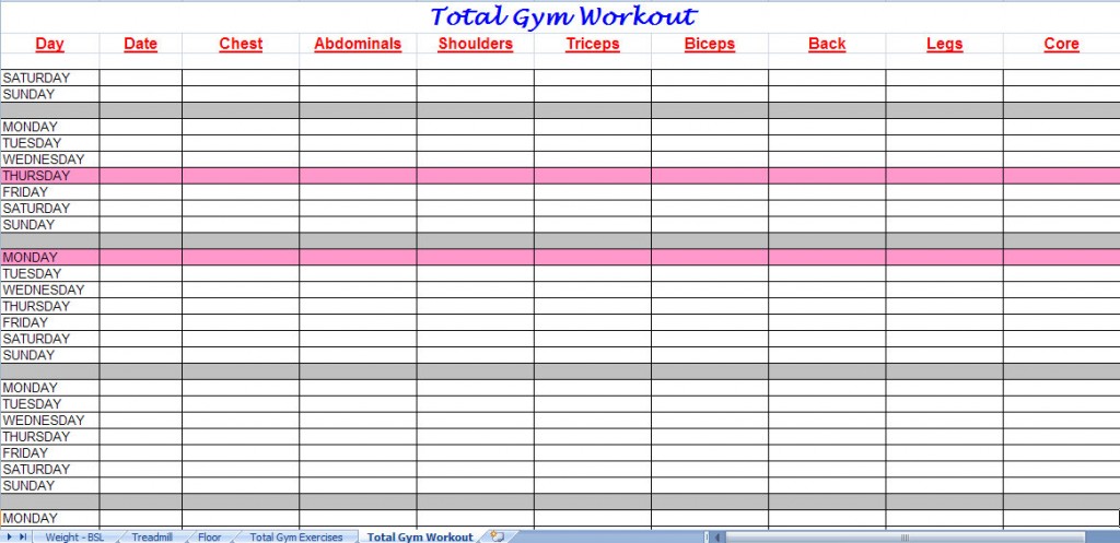 Gym exercise program pdf
