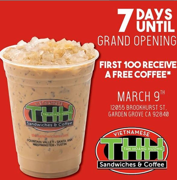 Mar. 9 BOGO Free Banh Mi and Free Coffee THH Sandwiches Grand