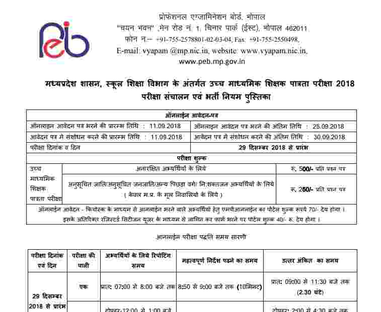 17000 MP Teacher Vacancy 2018 Exam Date, Notification, Apply Online