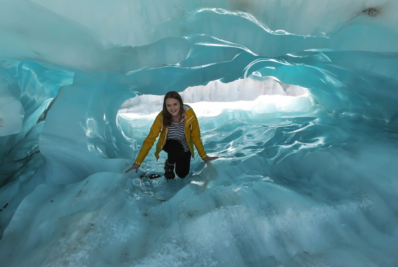 Things to do in the South Island , New Zealand : Climbing through Ice Caves on the Fox Glacier Heli-Hike