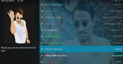 Open Kodi Bae Repository option Open Kodi Bae Repository option