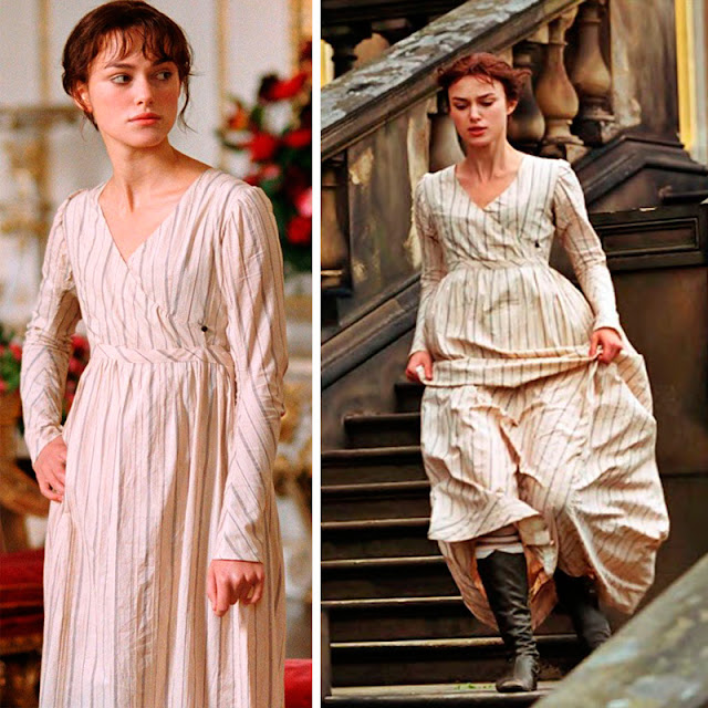 Keira Knightley como Elisabeth Bennet, filme Orgulho e Preconveito 2005 figurino