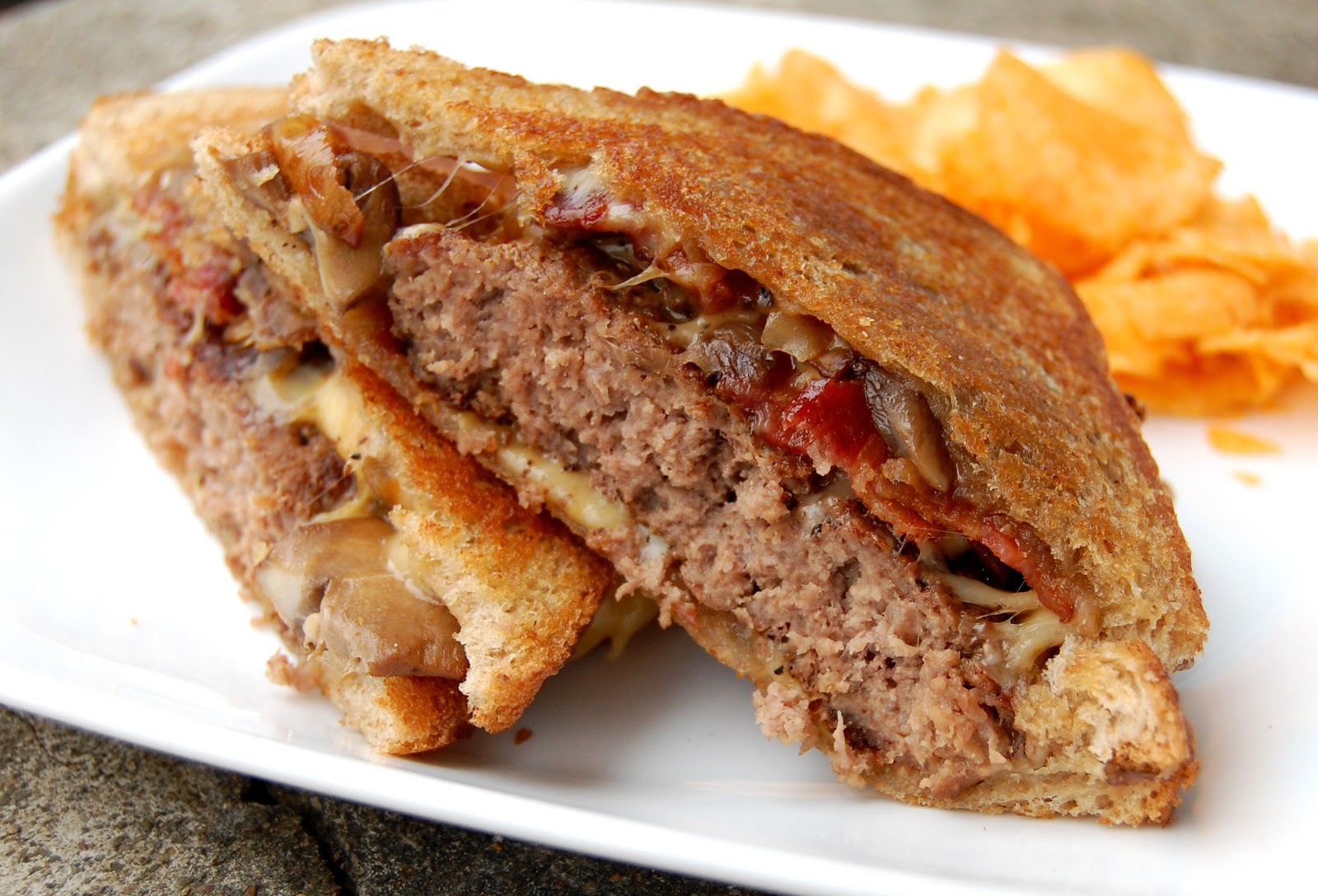 Cassie Craves Burger and Fries Friday Gouda Bacon Patty Melts with