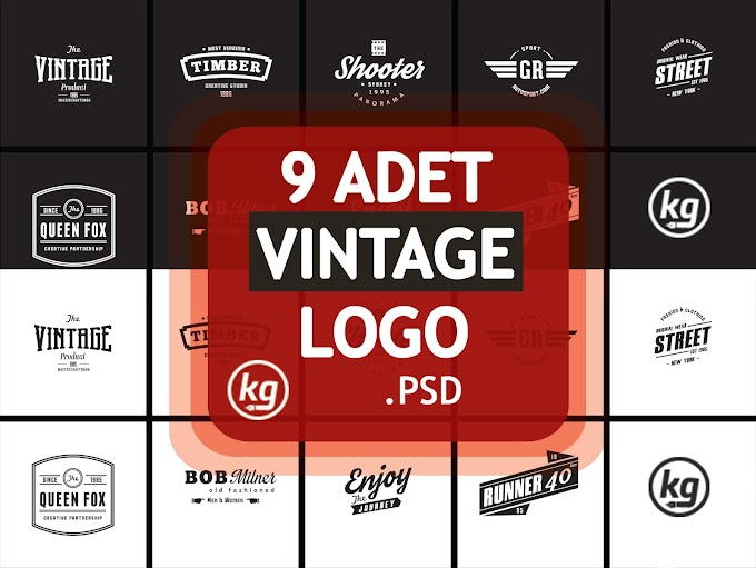 9 Adet Vintage Logo PSD
