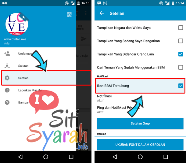 mengaktifkan ikon bbm android