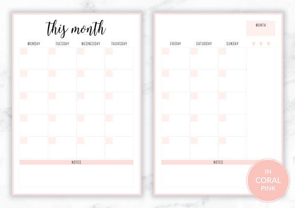 monthly planner templates
